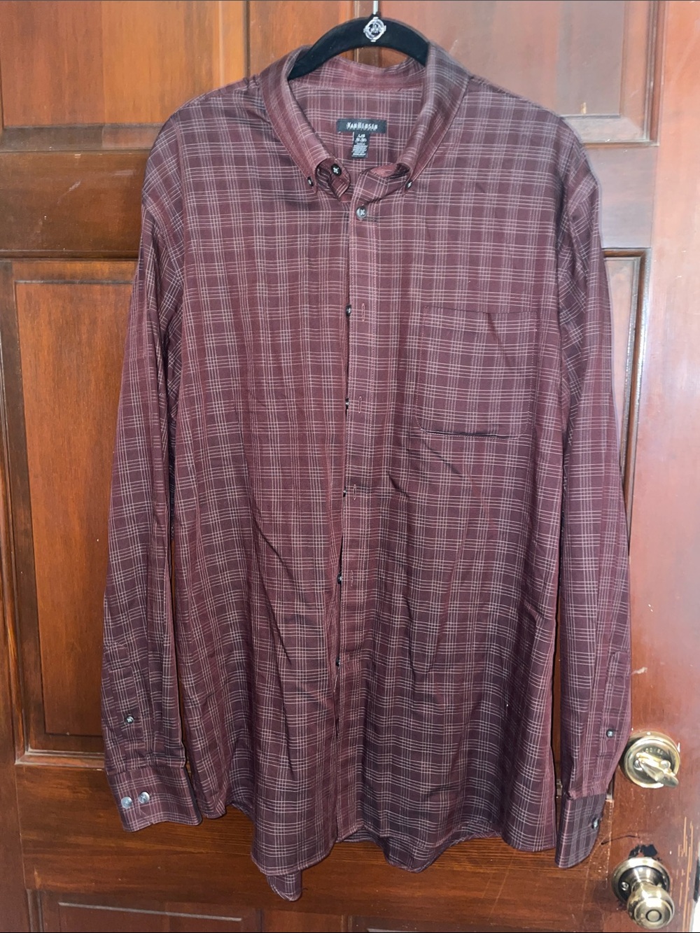 Van Heusen Men's Maroon Plaid Button-Down Shirt